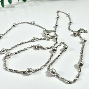 🤍Silver Tone 24k GB Station Necklace 24”